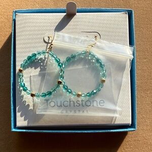 Touchstone Crystal Aqua and Gold Beaded Earrings